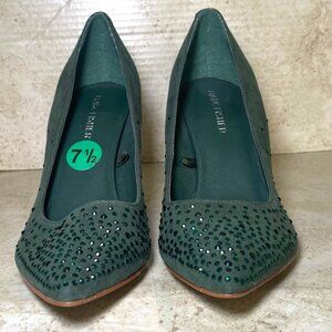 Marc Fisher Green Suede Embellished Pointed-Toe Stiletto Heels Womens Size 7.5